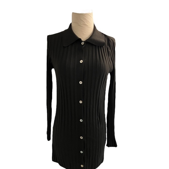 MNG MANGO BLACK CLASSIC LONG RIBBED CARDIGAN SWEATER TOP small - Picture 2 of 7